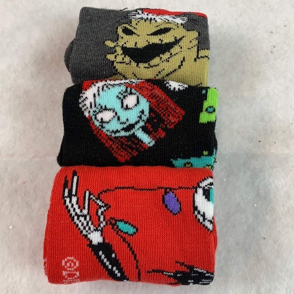 Nightmare Before Christmas No Show Socks Three Pack NWB Halloween - Picture 2 of 4